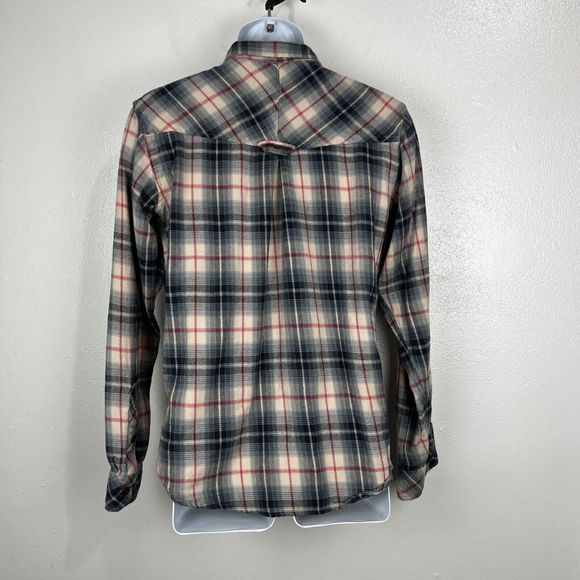 Flyshacker Button Up Shirt Men Medium Chamois Sand Black Plaid Long Sleeve - Picture 13 of 14